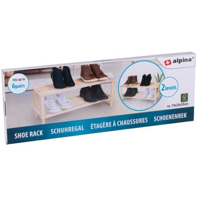 12. ALPINA 2-STUFIGES SCHUHREGAL AUS HOLZ