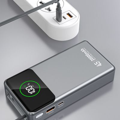 9. Dudao K31 Pro 45W 20000mAh Powerbank mit integriertem einziehbarem USB-C-Kabel - Grau