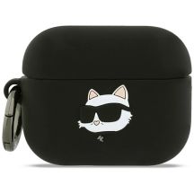 Karl Lagerfeld Silikonhülle mit Choupette-Kopf (3D) für AirPods Pro 3 – Schwarz