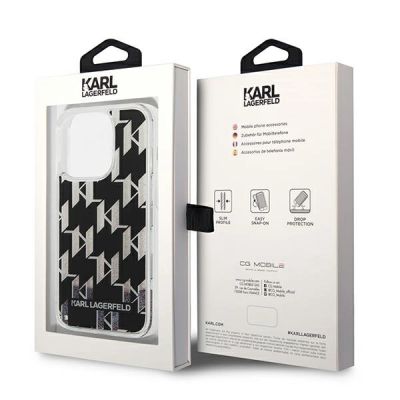 8. Karl Lagerfeld KLHCP14LLMNMK iPhone 14 Pro 6.1" Hardcase schwarz / schwarz Liquid Glitter Monogram