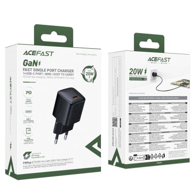 11. Acefast A117 GaN PD 20W USB-C Wandladegerät - Schwarz
