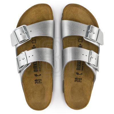 4. Women's Birkenstock Silver Arizona Birko-Flor Silver Regular Flip-Flops Wide (1012282)