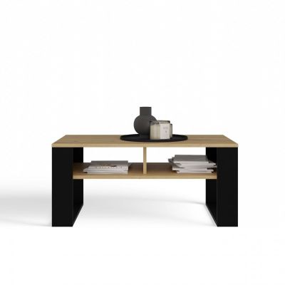 2. Moderner 2-teiliger, schlanker Artisan-Couchtisch mit schwarzen Beinen
