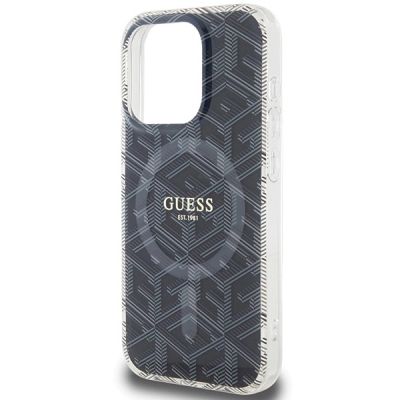 6. Guess IML GCube MagSafe Hülle für iPhone 15 Pro – Schwarz