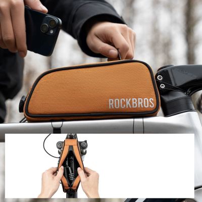 5. Rockbros 30120045004 ROAD TO SKY Fahrradtasche für das Oberrohr, wasserdicht, 0,7 l – orange