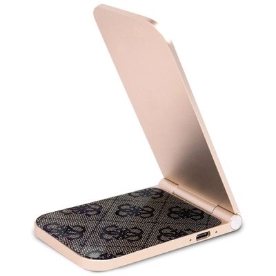 3. Guess 4G Pattern MagSafe faltbares 2in1 15W induktives Ladegerät – Braun