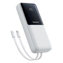 Baseus Lipow 20000mAh 22,5W Powerbank mit zwei integrierten Kabeln und zusätzlichem Baseus Simple USB-A-auf-USB-C-Kabel (3A, 20 cm) – weiß