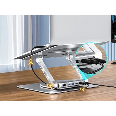 2. UNITEK Laptopständer + USB-C-Hub, HDMI 1.4, 4K, PD 100W