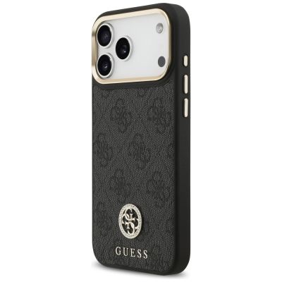 2. Guess 4G Srtass Logo & Big Strap Metal Buttons MagSafe Case für iPhone 17 Pro Max - Schwarz