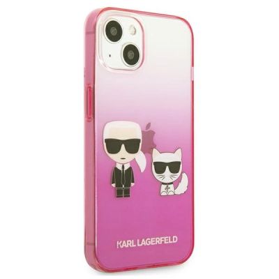 4. Karl Lagerfeld Gradient Ikonik Karl&Choupette Hülle für iPhone 13 mini - Pink