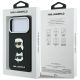 8. Karl Lagerfeld Saffiano Hülle mit Karl & Choupette Köpfen Pins & Logo für iPhone 18 Pro Max / 17 Pro Max - Schwarz