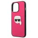 6. Karl Lagerfeld Leder Ikonik Karl's Head Metallhülle für iPhone 13 Pro / 13 6.1" - Rosa