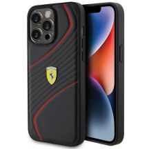 Ferrari Twist Metall-Logo-Hülle für iPhone 15 Pro Max – Schwarz