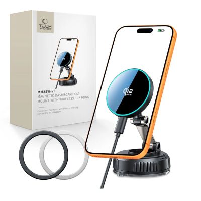 Tech-Protect V8 Magnetisches MagSafe 25W Autoladegerät – Schwarz