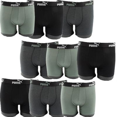 Puma Herren-Boxershorts, 9er-Pack, Schwarz, Grau, Khaki, bequeme Baumwolle
