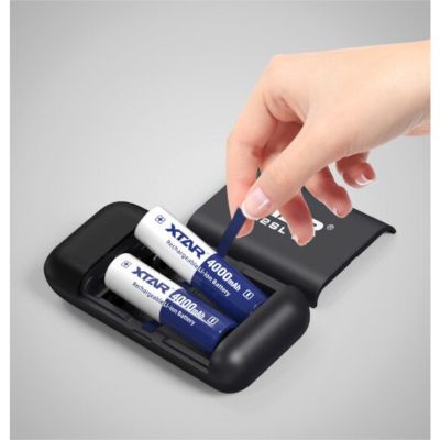 10. XTAR Ladegerät mit Powerbank-Funktion für zylindrische Li-Ionen-Akkus 18650/20700/21700, schwarz – 2 Kanäle PB2SLV2