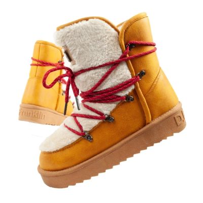 D.Franklin Damen Winter-Schneestiefel, modisches Fellfutter, Senffarbe