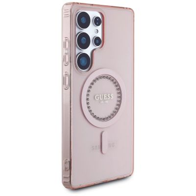 4. Guess Strass-bedruckte MagSafe-Hülle für Samsung Galaxy S25 Ultra, Pink