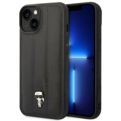 Karl Lagerfeld Puffy Ikonik Pin Case für iPhone 14 Plus – Schwarz