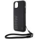 5. BMW Signature Leder-Wordmark-Cord-Hülle für iPhone 15/14/13 – Schwarz