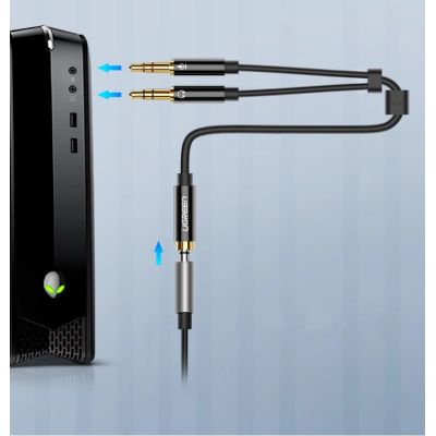 3. Ugreen AUX-Splitterkabel 3,5-mm-Miniklinke (weiblich) - 2x 3,5-mm-Miniklinke (männlich - Mikrofon und Kopfhörer) schwarz (AV140 20899)