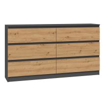 Kommode M6 140 138x40xH77 Anthrazit/Handwerkerstil