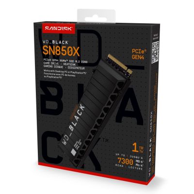 9. WD Black SN850X WDS100T2XHE SSD (1 TB; M.2; PCIe NVMe 4.0 x4; Kühlkörper)