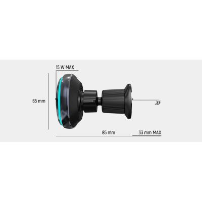 16. Wozinsky WCT5-Q6S2Y Autohalterung mit Qi/MagSafe 15W induktivem Ladegerät für Lüftungsgitter mit Ventilator - Schwarz