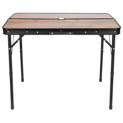 12. Klappbarer Campingtisch 90x60x70cm und 2 Bänke 87x23x39cm aus Holz