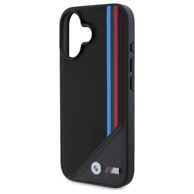 6. BMW M Meshed Tricolor Stripes MagSafe Case für iPhone 16 - Schwarz