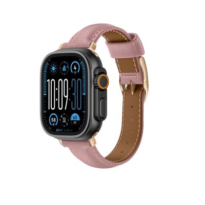 4. AmazingThing Class Band Lederarmband für Apple Watch 45 / 46 / 49 mm - Rosa