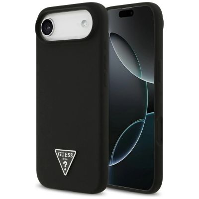 Guess Silikon Triangle Logo MagSafe Hülle für iPhone 17 Air - Schwarz
