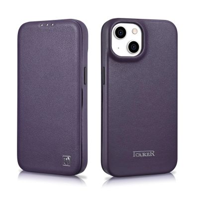 28. iCarer CE Premium Leather Folio Case iPhone 14 Plus Magnetic Flip Leather Folio Case MagSafe Dark Purple (WMI14220715-DP)