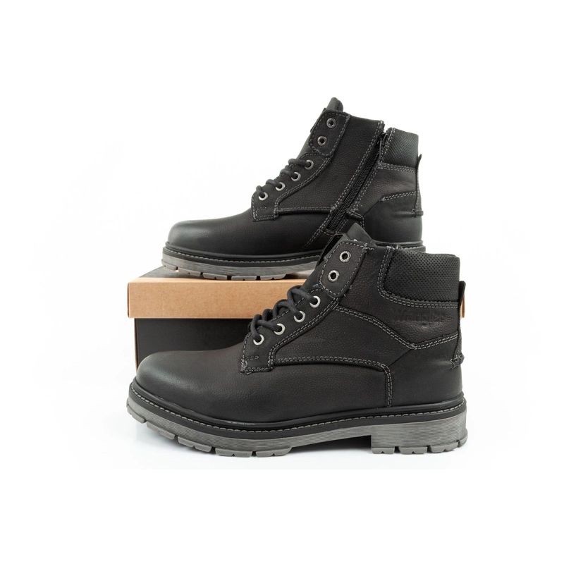 10. Wrangler Allan Mid Herrenstiefel Chelsea Boots Elegantes Leder Schwarz