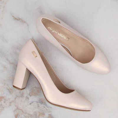 14. Sergio Leone W SK193B Pumps mit beigefarbenem Perlenabsatz 
