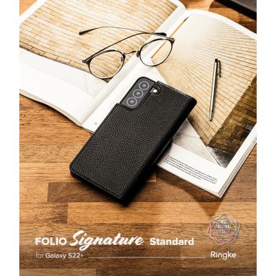3. Ringke Folio Signature Flip Leather Case für Samsung Galaxy S22+ (S22 Plus) Schwarz (FSS118R262)