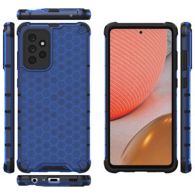 12. Honeycomb Handyhülle Schutzhülle mit TPU Rahmen für Samsung Galaxy A72 4G blau