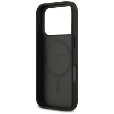 7. Guess Grained Flowers Classic Logo MagSafe Hülle für iPhone 17 Pro - Schwarz