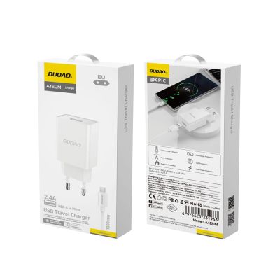 3. Dudao A4EU USB-A 2,1 A Wandladegerät – weiß + USB-A – Micro-USB-Kabel