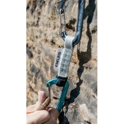 6. Edelrid 737930106020 Kletterkarabiner, Verschluss mit Verriegelung, D-Form, Blau, Silber, 6 Stück