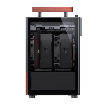 2. Jonsbo T6 Gehäuse, Mini-Tower, Mini-ITX, gehärtetes Glas, Holz – Schwarz