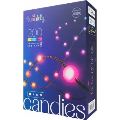 Twinkly Candies – 200 perlenförmige RGB-LEDs, grünes Kabel, USB-C