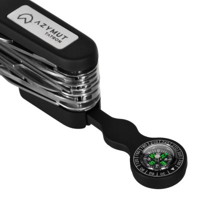 6. Tatron AZYMUT Taschenmesser - 25 Werkzeuge + Holster, 90mm schwarz ( HK20017BL )