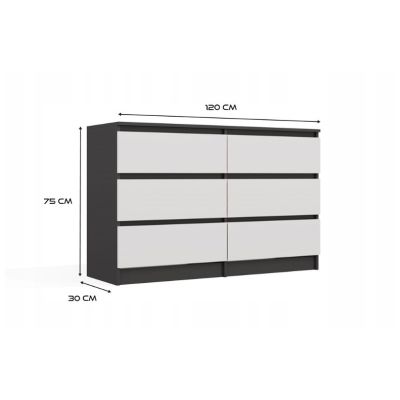 7. M6 MALWA KOMMODE 120CM ANTI-/WEISS-SET