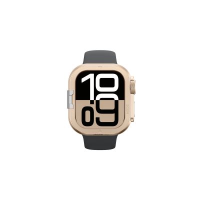 3. AmazingThing Titan Pro Metallgehäuse für Apple Watch 11 46 mm, Aluminium, Gold