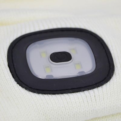 3. MÜTZE MIT STIRNLAMPE 4 LED 120 LM 3 LEUCHTMODI FÜR OUTDOOR-AKTIVITÄTEN, WEISS