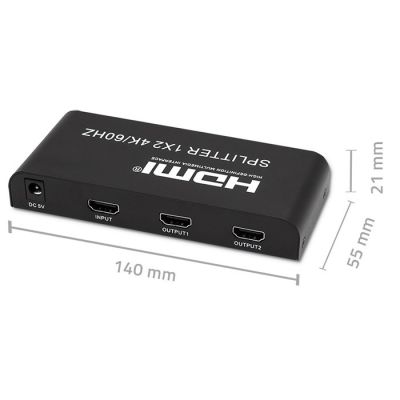 7. QOLTEC Splitter 2xHDMI 4Kx2K | 6GB/s | 60Hz