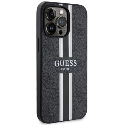4. Guess GUHMP13LP4RPSK iPhone 13 Pro / 13 6,1" schwarz/schwarzes Hardcase 4G bedruckte Streifen MagSafe