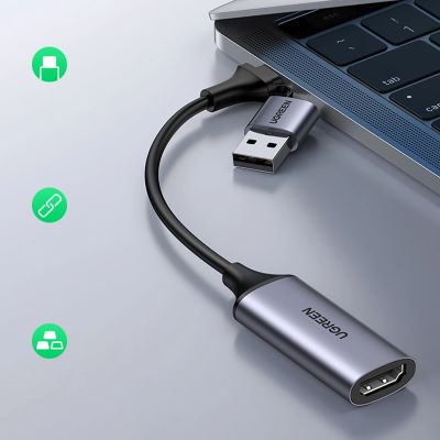 8. Ugreen CM489 40189 HDMI (Buchse) - USB-A / USB-C (Stecker) Aufnahmekarte - Grau