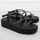 5. Damen-Keilsandalen im römischen Stil mit Zirkonia, schwarz, Filippo DS6898